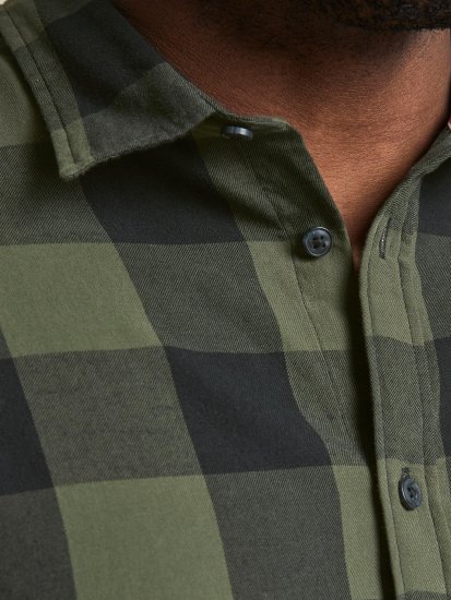 Jack & Jones Gingham L/S Shirt Dusty Olive - Koszule - Koszule 2XL-10XL