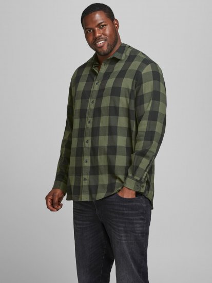 Jack & Jones Gingham L/S Shirt Dusty Olive - Koszule - Koszule 2XL-10XL
