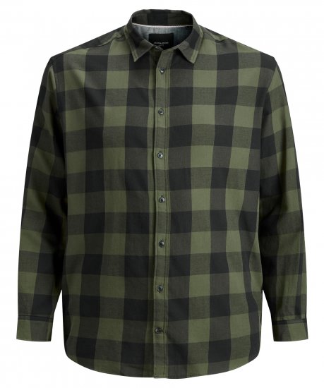 Jack & Jones Gingham L/S Shirt Dusty Olive - Koszule - Koszule 2XL-10XL