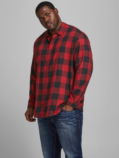 Jack & Jones Gingham Shirt L/S Brick Red - Koszule - Koszule 2XL-10XL