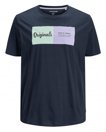 Jack & Jones Joshua T-shirt Navy - Koszulki - T-shirty meskie Duże Rozmiary - 2XL-14XL