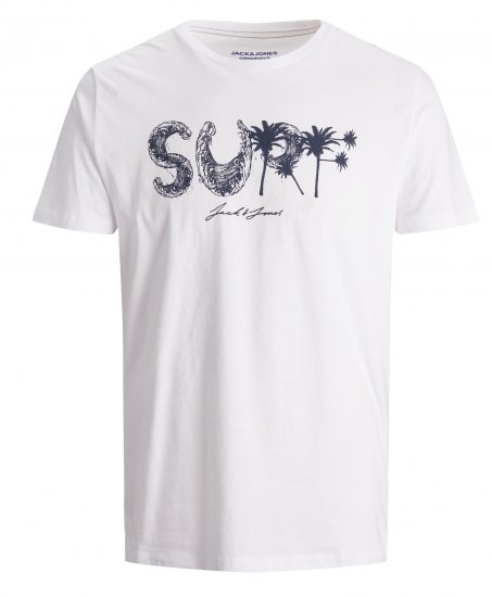 Jack & Jones Streams T-shirt White - Koszulki - T-shirty meskie Duże Rozmiary - 2XL-14XL