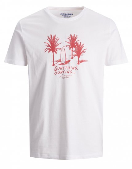 Jack & Jones Streams T-shirt White/Rose - Koszulki - T-shirty meskie Duże Rozmiary - 2XL-14XL