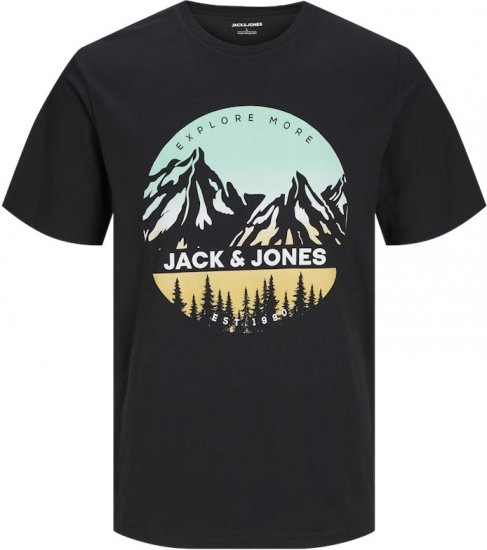 Jack & Jones PEAK T-Shirt Black - Koszulki - T-shirty meskie Duże Rozmiary - 2XL-14XL