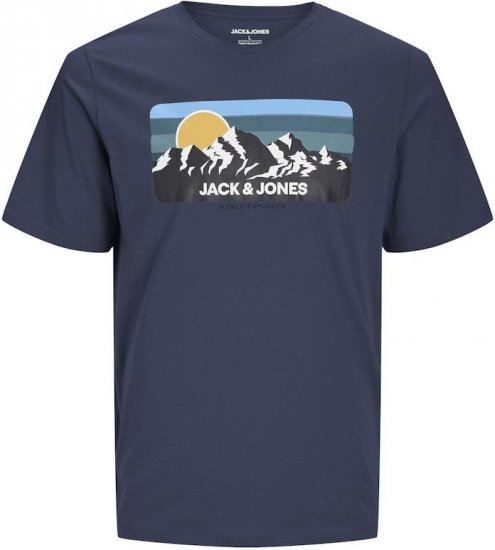 Jack & Jones PEAK T-Shirt Navy Blazer - Koszulki - T-shirty meskie Duże Rozmiary - 2XL-14XL
