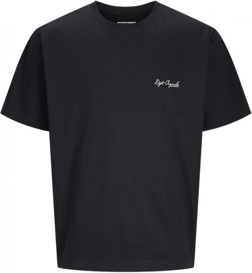 Jack & Jones Lington Back And Front Print Crew Neck T-Shirt Black - Koszulki - T-shirty meskie Duże Rozmiary - 2XL-14XL