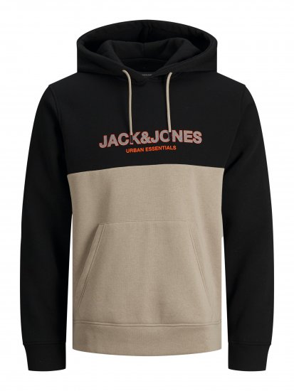 Jack & Jones JJEURBAN BLOCKING SWEAT Beige - Bluzy & bluzy z kapturem - Bluzy & Bluzy z kapturem 2XL-12XL
