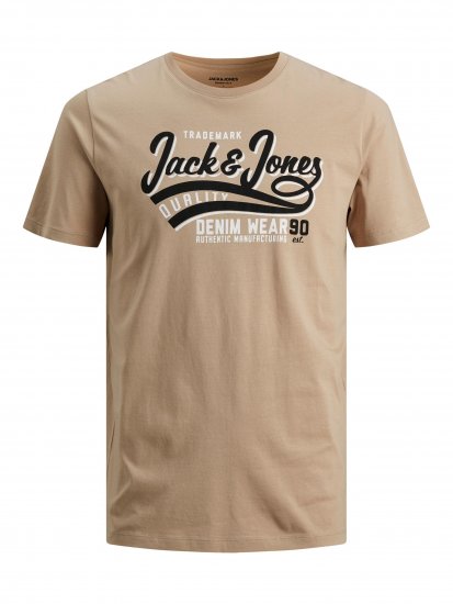 Jack & Jones JJELOGO TEE Beige - Koszulki - T-shirty meskie Duże Rozmiary - 2XL-14XL
