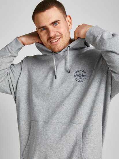 Jack & Jones JJESHARK SWEAT Hoodie Light Grey - Bluzy & bluzy z kapturem - Bluzy & Bluzy z kapturem 2XL-12XL