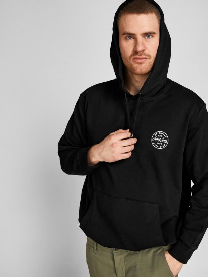 Jack & Jones JJESHARK SWEAT Hoodie Black - Bluzy & bluzy z kapturem - Bluzy & Bluzy z kapturem 2XL-12XL