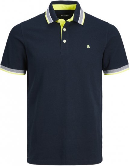 Jack & Jones PAULOS Short Sleeve Polo Navy Blazer/NEON - Koszulki polo - Koszulki Polo 2XL-8XL
