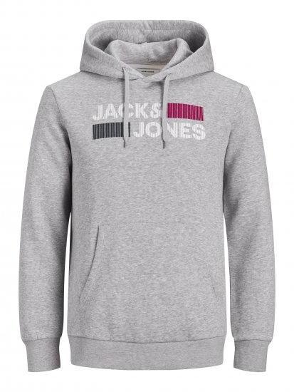 Jack & Jones CORP LOGO Hoodie Light Gray - Bluzy & bluzy z kapturem - Bluzy & Bluzy z kapturem 2XL-12XL