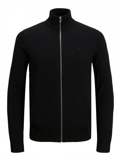 Jack & Jones JJEMIL Knit Turtle Zip Cardigan Black - Bluzy & bluzy z kapturem - Bluzy & Bluzy z kapturem 2XL-12XL