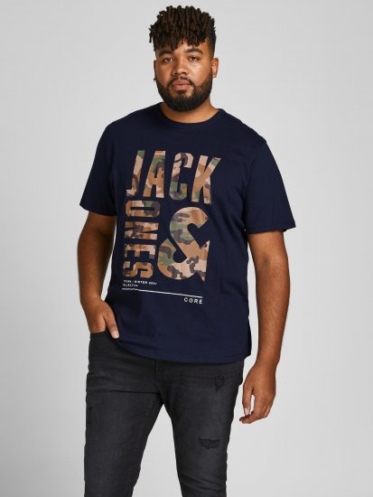 Jack & Jones JCOSTREET TEE Navy - Koszulki - T-shirty meskie Duże Rozmiary - 2XL-14XL