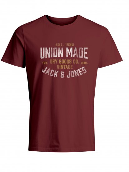 Jack & Jones JPRBLUBOOSTER TEE Red - Koszulki - T-shirty meskie Duże Rozmiary - 2XL-14XL