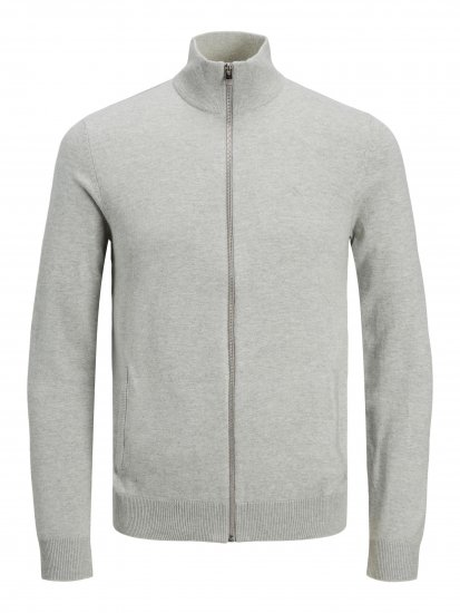 Jack & Jones JJEMIL Knit Turtle Zip Cardigan Light Grey - Bluzy & bluzy z kapturem - Bluzy & Bluzy z kapturem 2XL-12XL