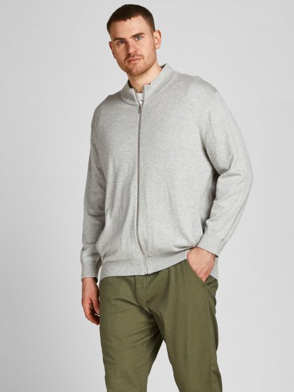 Jack & Jones JJEMIL Knit Turtle Zip Cardigan Light Grey - Bluzy & bluzy z kapturem - Bluzy & Bluzy z kapturem 2XL-12XL