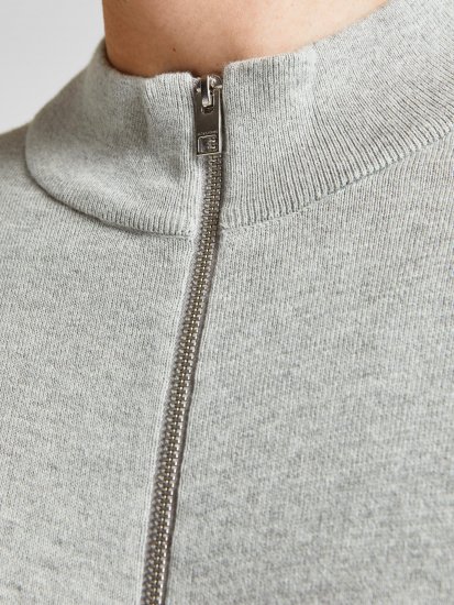 Jack & Jones JJEMIL Knit Turtle Zip Cardigan Light Grey - Bluzy & bluzy z kapturem - Bluzy & Bluzy z kapturem 2XL-12XL