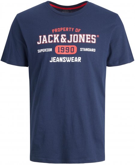 Jack & Jones JJSTAMP TEE Navy - Koszulki - T-shirty meskie Duże Rozmiary - 2XL-14XL