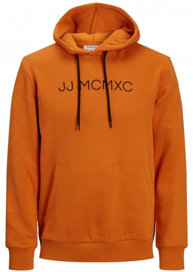 Jack & Jones JJHUGO FLOCK Hoodie Orange - Bluzy & bluzy z kapturem - Bluzy & Bluzy z kapturem 2XL-12XL