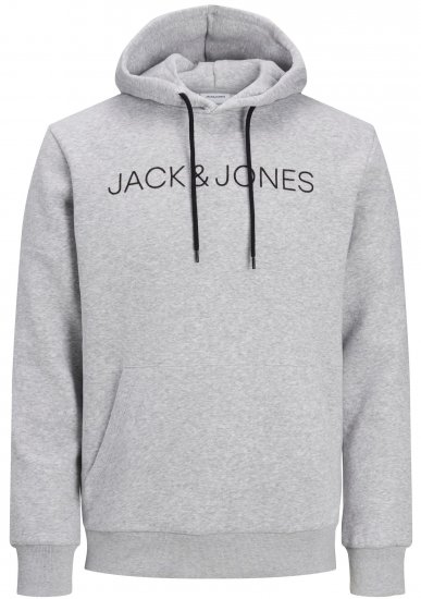 Jack & Jones JJHUGO FLOCK Hoodie Grey - Bluzy & bluzy z kapturem - Bluzy & Bluzy z kapturem 2XL-12XL