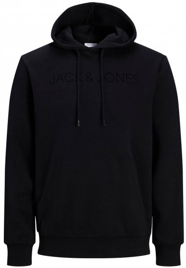 Jack & Jones JJHUGO FLOCK Hoodie Black - Bluzy & bluzy z kapturem - Bluzy & Bluzy z kapturem 2XL-12XL
