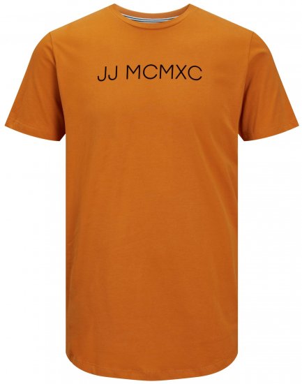 Jack & Jones JJHUGO FLOCK TEE Orange - Koszulki - T-shirty meskie Duże Rozmiary - 2XL-14XL