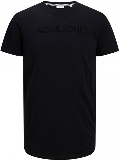 Jack & Jones JJHUGO FLOCK TEE Black - Koszulki - T-shirty meskie Duże Rozmiary - 2XL-14XL