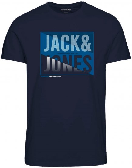 Jack & Jones JJSCOTT TEE Navy - Koszulki - T-shirty meskie Duże Rozmiary - 2XL-14XL