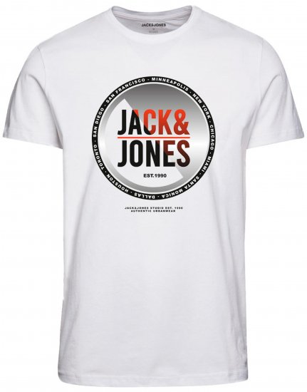 Jack & Jones JJSCOTT TEE White - Koszulki - T-shirty meskie Duże Rozmiary - 2XL-14XL