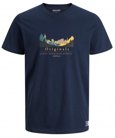 Jack & Jones JORWOODLANDGRAPHIC T-Shirt Navy - Koszulki - T-shirty meskie Duże Rozmiary - 2XL-14XL