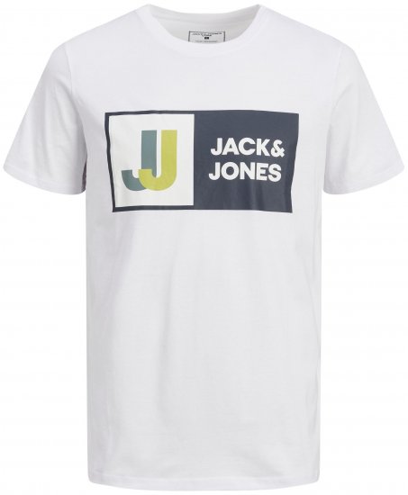 Jack & Jones JCOLOGAN TEE White - Koszulki - T-shirty meskie Duże Rozmiary - 2XL-14XL