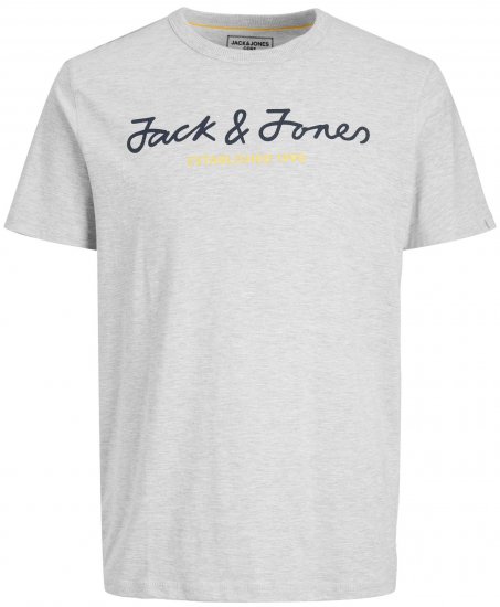 Jack & Jones JCOBERG UPSCALED TEE Grey - Koszulki - T-shirty meskie Duże Rozmiary - 2XL-14XL