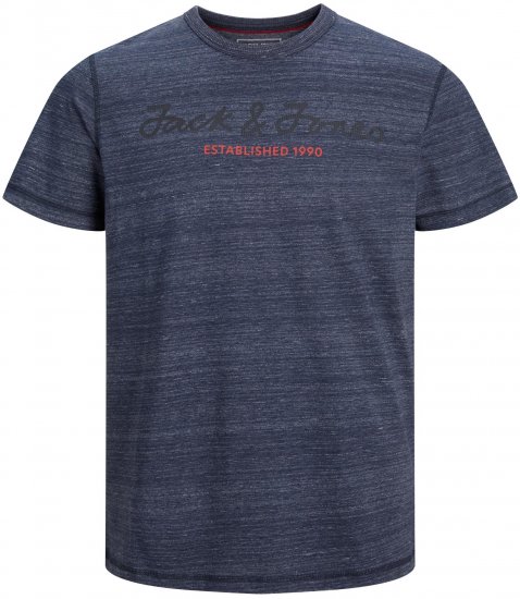 Jack & Jones JCOBERG UPSCALED TEE Navy - Koszulki - T-shirty meskie Duże Rozmiary - 2XL-14XL