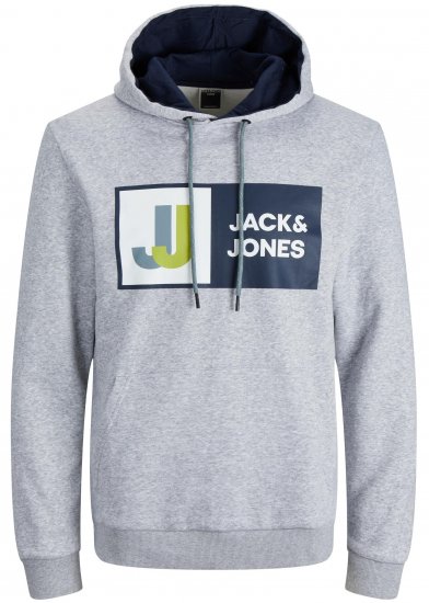 Jack & Jones JCOLOGAN Hoodie Grey - Bluzy & bluzy z kapturem - Bluzy & Bluzy z kapturem 2XL-12XL