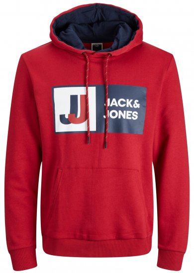 Jack & Jones JCOLOGAN Hoodie Red - Bluzy & Bluzy z kapturem - Bluzy & Bluzy z kapturem 2XL-12XL