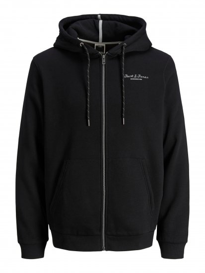 Jack & Jones JCOBERG SWEAT ZIP Hoodie Black - Bluzy & bluzy z kapturem - Bluzy & Bluzy z kapturem 2XL-12XL