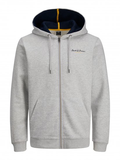 Jack & Jones JCOBERG SWEAT ZIP Hoodie Grey Melange - Bluzy & bluzy z kapturem - Bluzy & Bluzy z kapturem 2XL-12XL