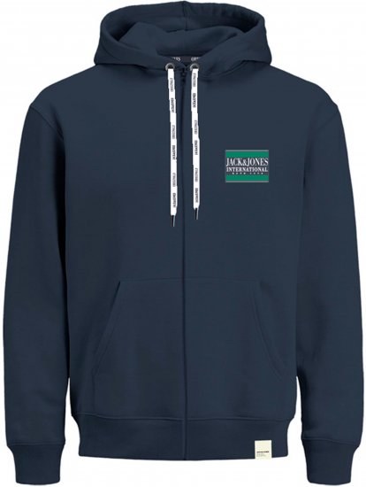 Jack & Jones JORINTERNATIONAL ZIP Hoodie Navy - Bluzy & bluzy z kapturem - Bluzy & Bluzy z kapturem 2XL-12XL