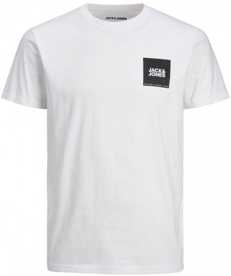 Jack & Jones JJLOCK TEE White - Koszulki - T-shirty meskie Duże Rozmiary - 2XL-14XL