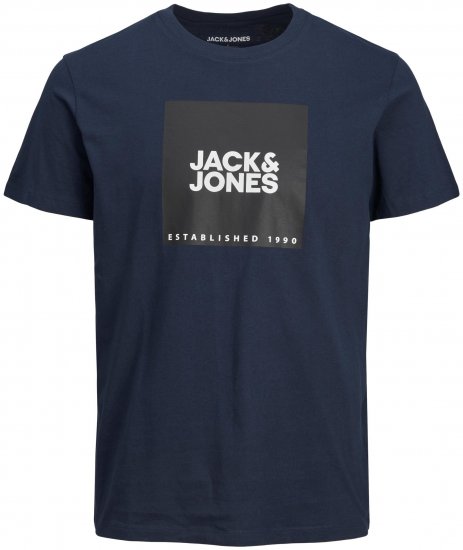 Jack & Jones JJLOCK TEE Navy - Koszulki - T-shirty meskie Duże Rozmiary - 2XL-14XL