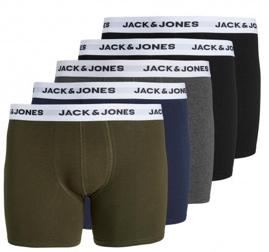 Jack & Jones BASIC White WB Trunks 5-Pack Green - Bielizna & stroje kąpielowe - Bielizna & Stroje kąpielowe 2XL-8XL