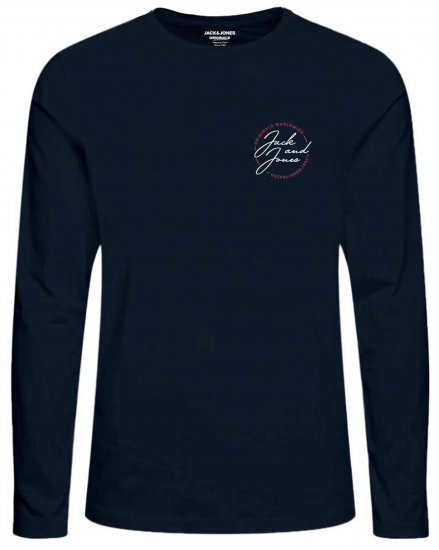 Jack & Jones JORJERRYS TEE LS Navy - Koszulki - T-shirty meskie Duże Rozmiary - 2XL-14XL