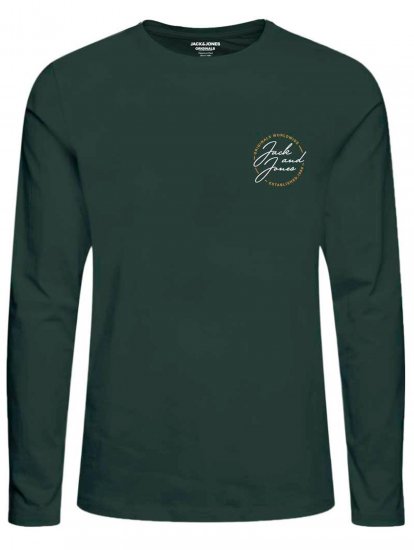 Jack & Jones JORJERRYS TEE LS Green - Koszulki - T-shirty meskie Duże Rozmiary - 2XL-14XL