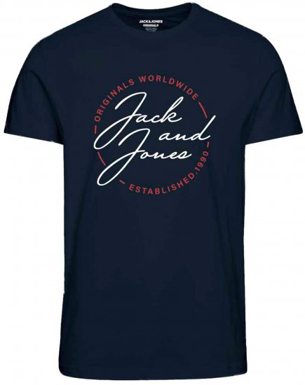 Jack & Jones JORJERRYS TEE Navy - Koszulki - T-shirty meskie Duże Rozmiary - 2XL-14XL