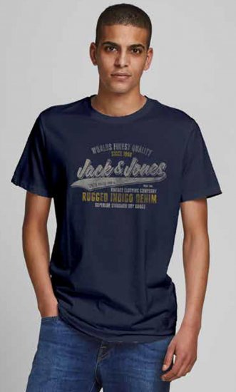 Jack & Jones JPRBLUBOOSTER TEE Navy - Koszulki - T-shirty meskie Duże Rozmiary - 2XL-14XL