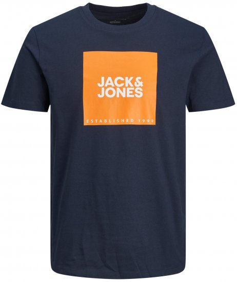 Jack & Jones JJLOCK TEE Dark Blue - Koszulki - T-shirty meskie Duże Rozmiary - 2XL-14XL