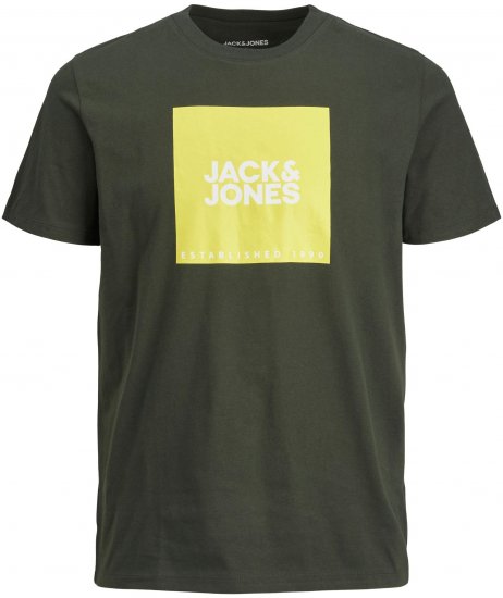 Jack & Jones JJLOCK TEE Green - Koszulki - T-shirty meskie Duże Rozmiary - 2XL-14XL