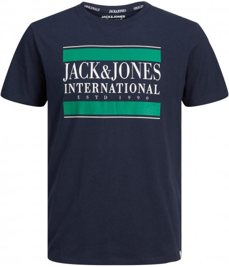 Jack & Jones JORINTERNATIONAL TEE Navy - Koszulki - T-shirty meskie Duże Rozmiary - 2XL-14XL