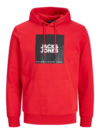 Jack & Jones JJLOCK SWEAT HOOD Red - Bluzy & bluzy z kapturem - Bluzy & Bluzy z kapturem 2XL-12XL